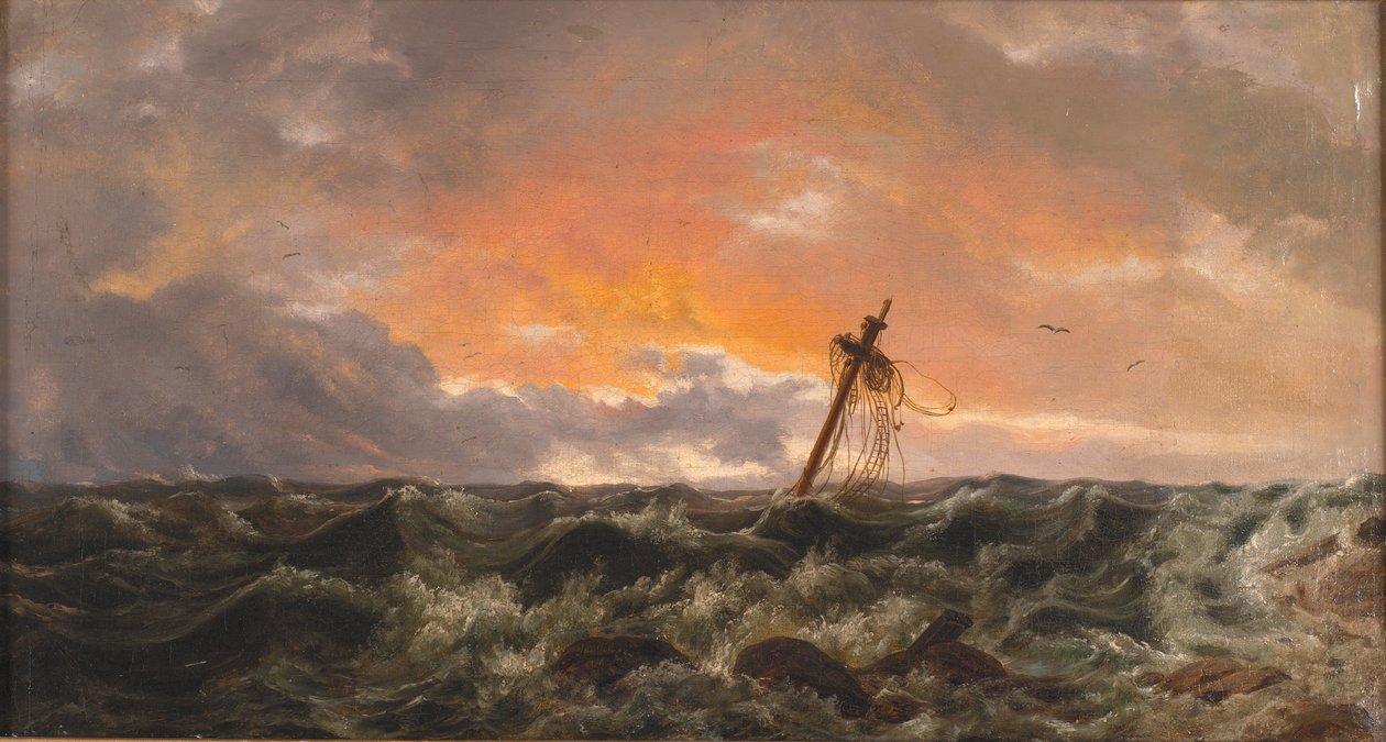 Havslandskap med ett vrak av Johan Christian Dahl
