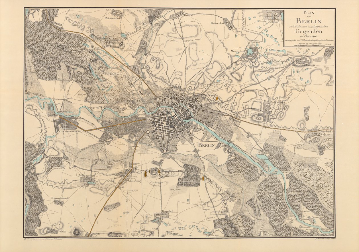 Karta över Berlin, 1802 av F. Schneider
