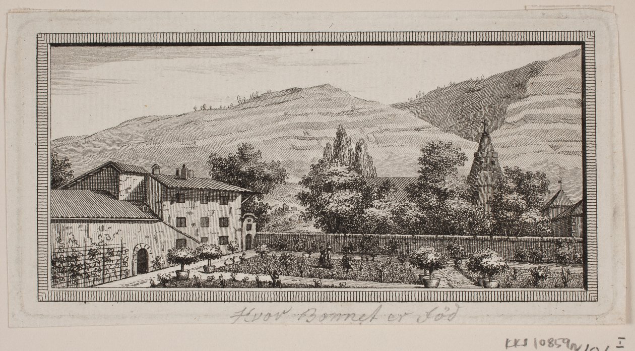 Bonnets trädgård och hus på landet i Thonex av J.F. Clemens