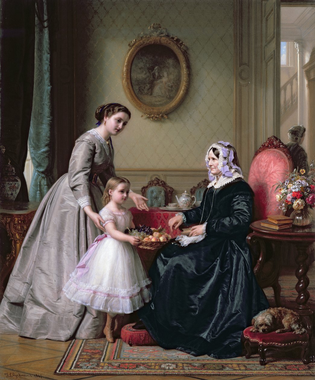 Interiör på "The Chestnuts" Wimbledon, mormors födelsedag, av J.L. Dyckmans