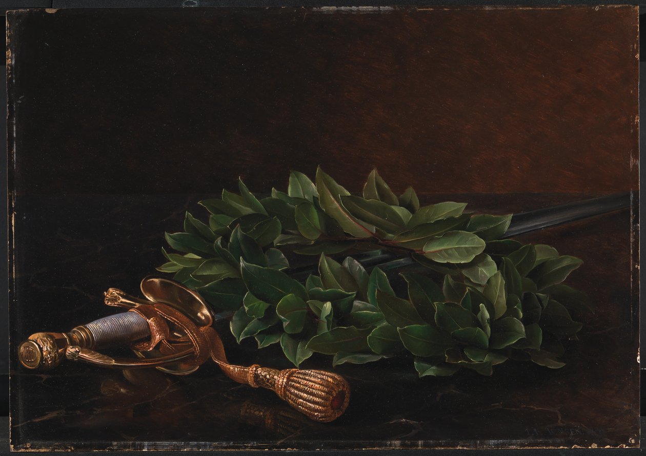 En corsage med en lagerkrans av J.L. Jensen