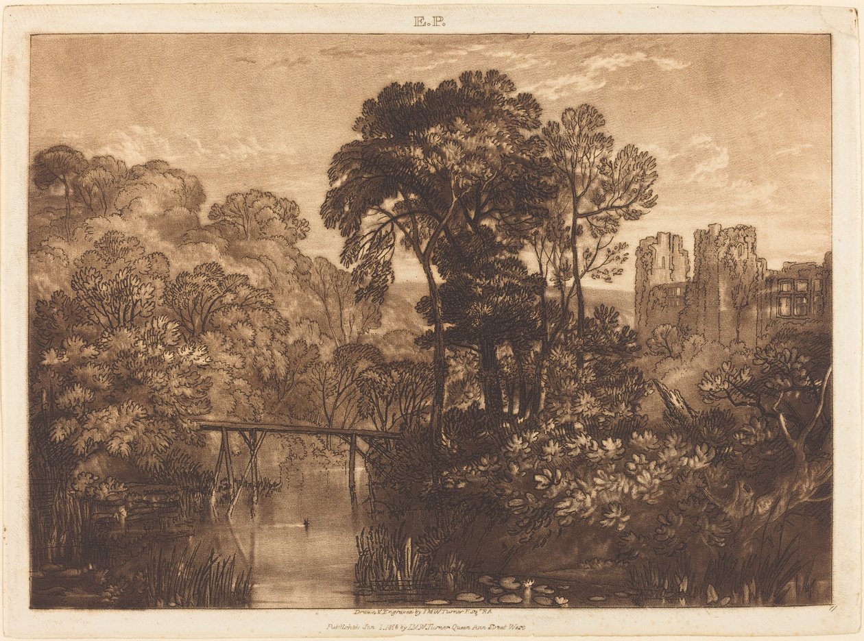 Berry Pomeroy Castle, publicerad 1816. av Joseph Mallord William Turner