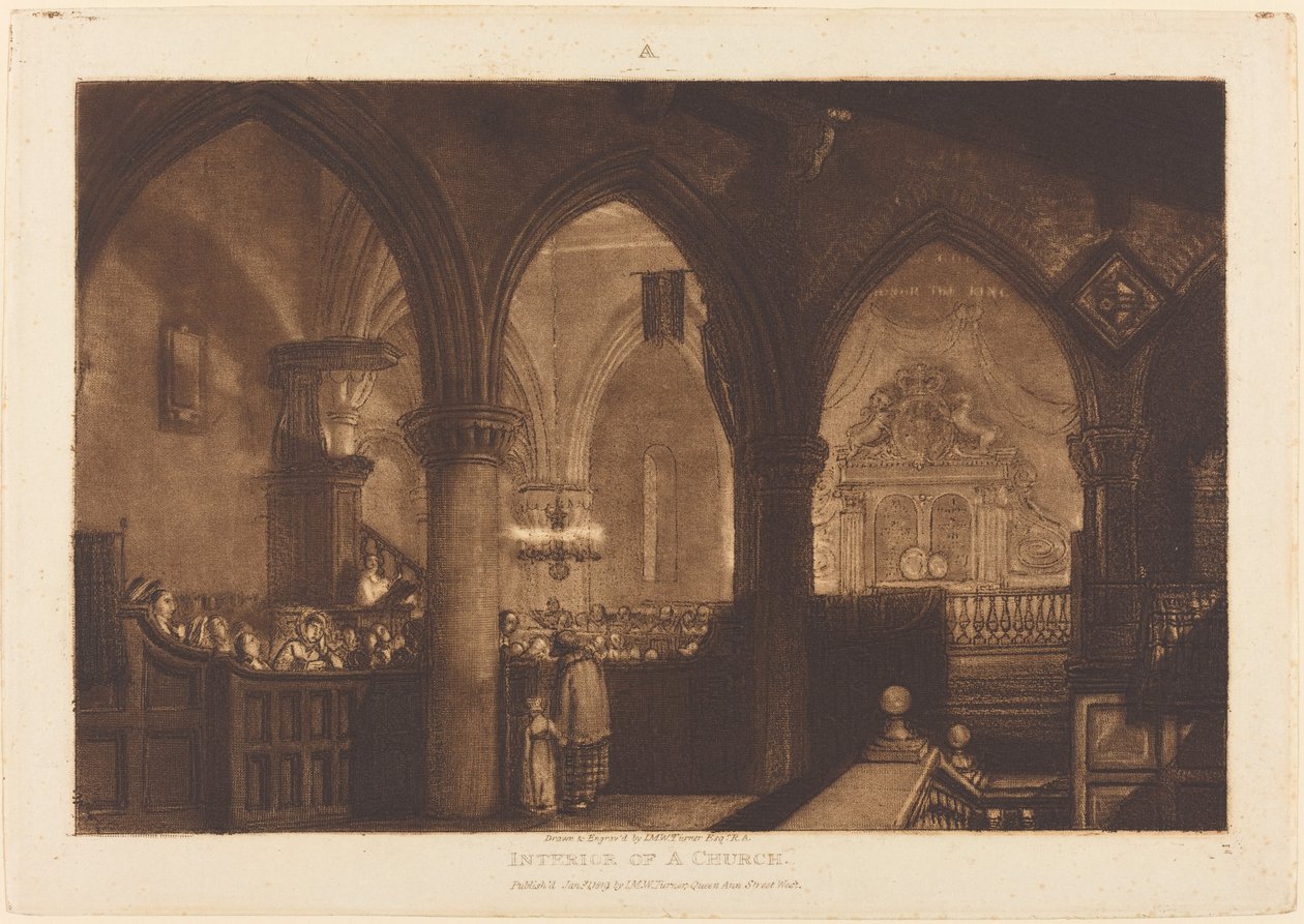 Interior of a Church, publicerad 1819. av Joseph Mallord William Turner