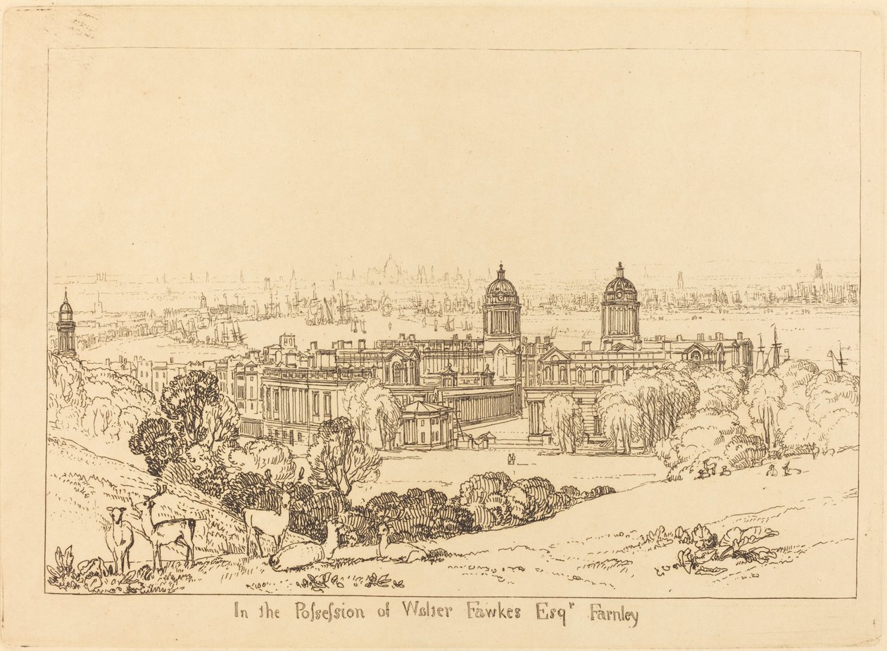 London från Greenwich, publicerad 1811. av Joseph Mallord William Turner