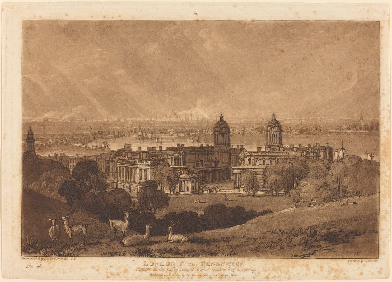 London från Greenwich, publicerad 1811. av Joseph Mallord William Turner