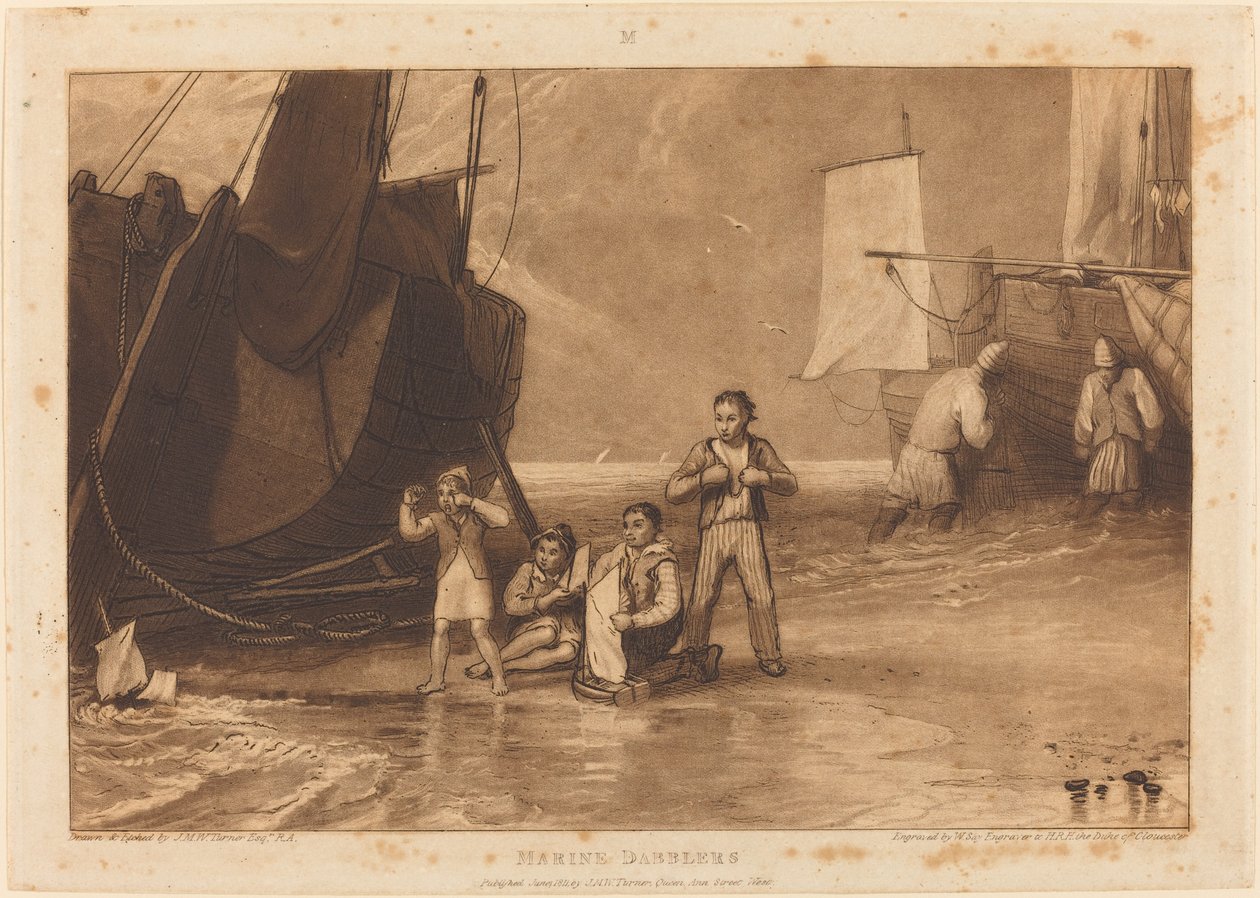 Marine Dabblers, publicerad 1811 av Joseph Mallord William Turner
