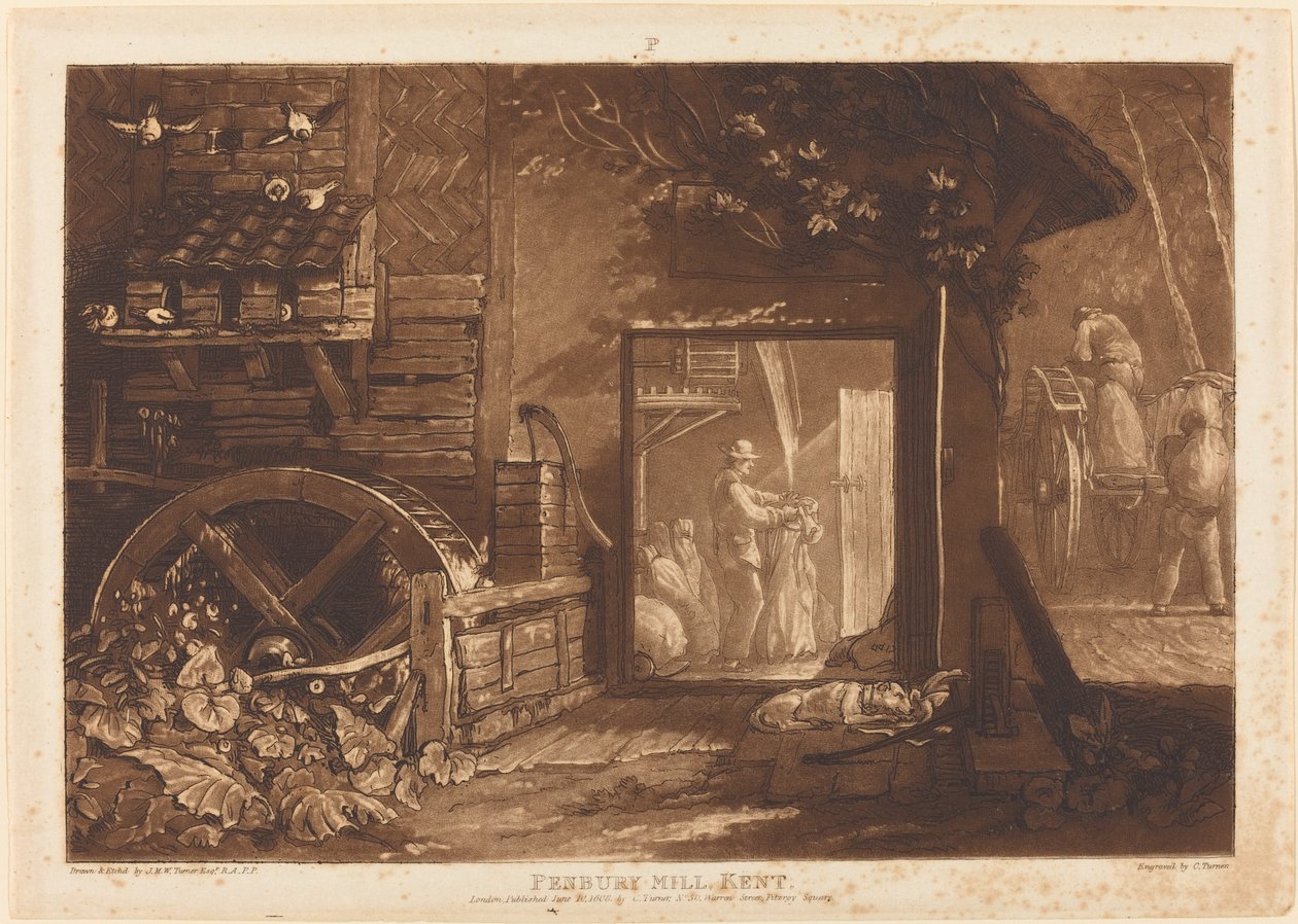 Pembury Mill, Kent, publicerad 1808. av Joseph Mallord William Turner