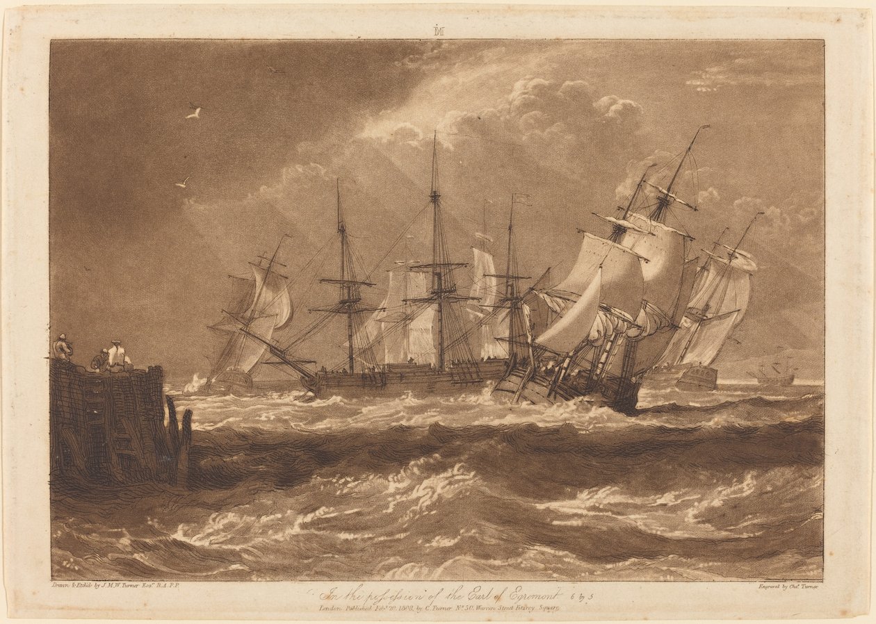 Ships in a Breeze, publicerad 1808. av Joseph Mallord William Turner