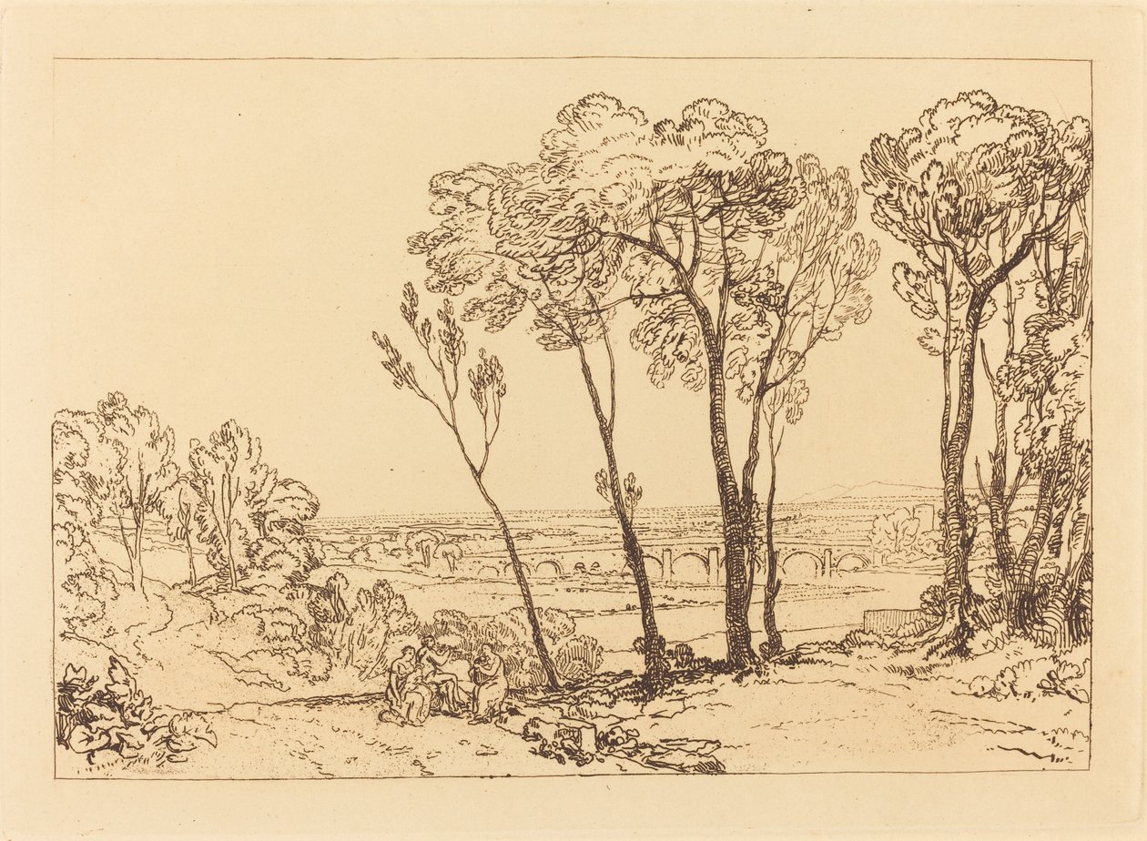 The Bridge in Middle Distance, publicerad 1808. av Joseph Mallord William Turner