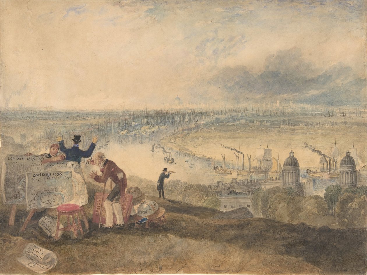 Utsikt över London från Greenwich, 1825. av Joseph Mallord William Turner