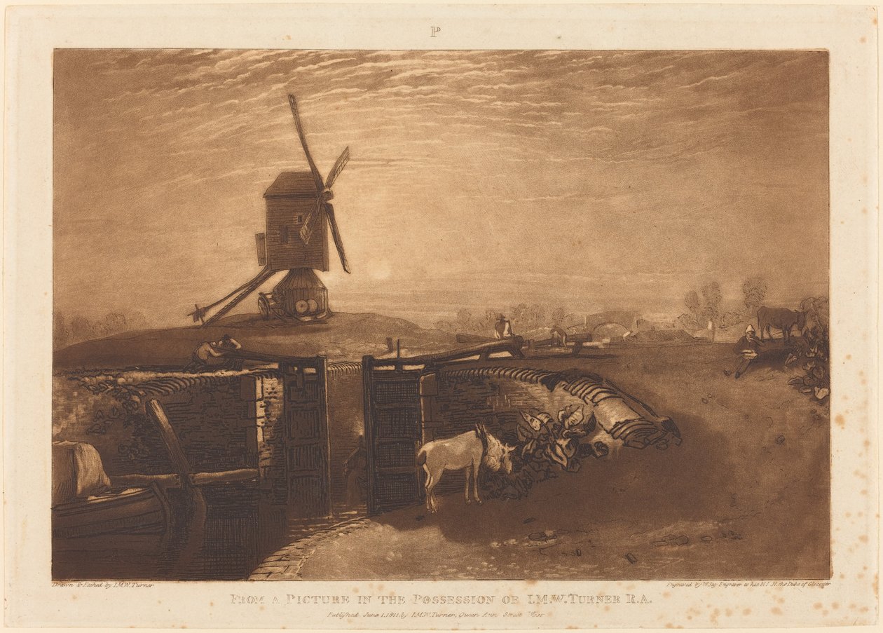 Windmill and Lock, publicerad 1811. av Joseph Mallord William Turner