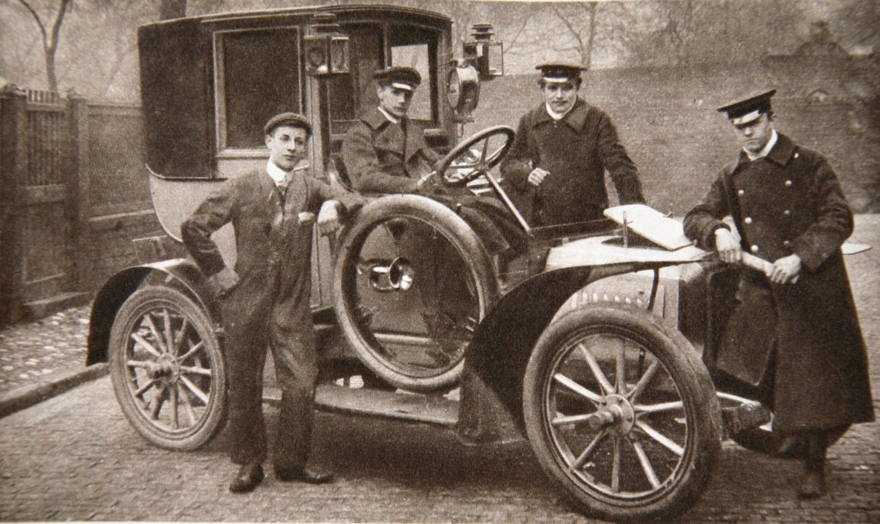 Första taxibilen i Liverpool, Merseyside, 1906 av JP Wood