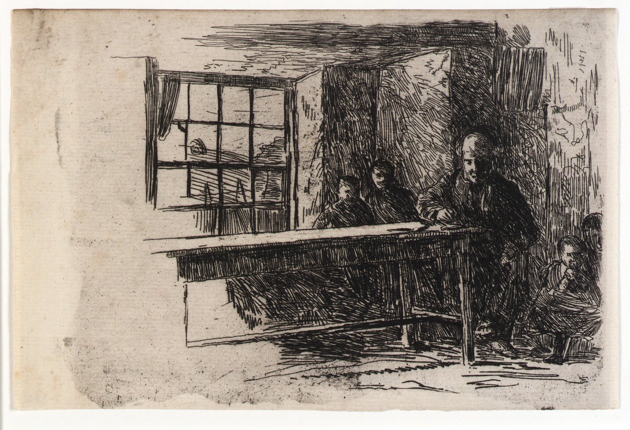 Fiskarstuga--Interiör--Insle of Man av J. Alden Weir