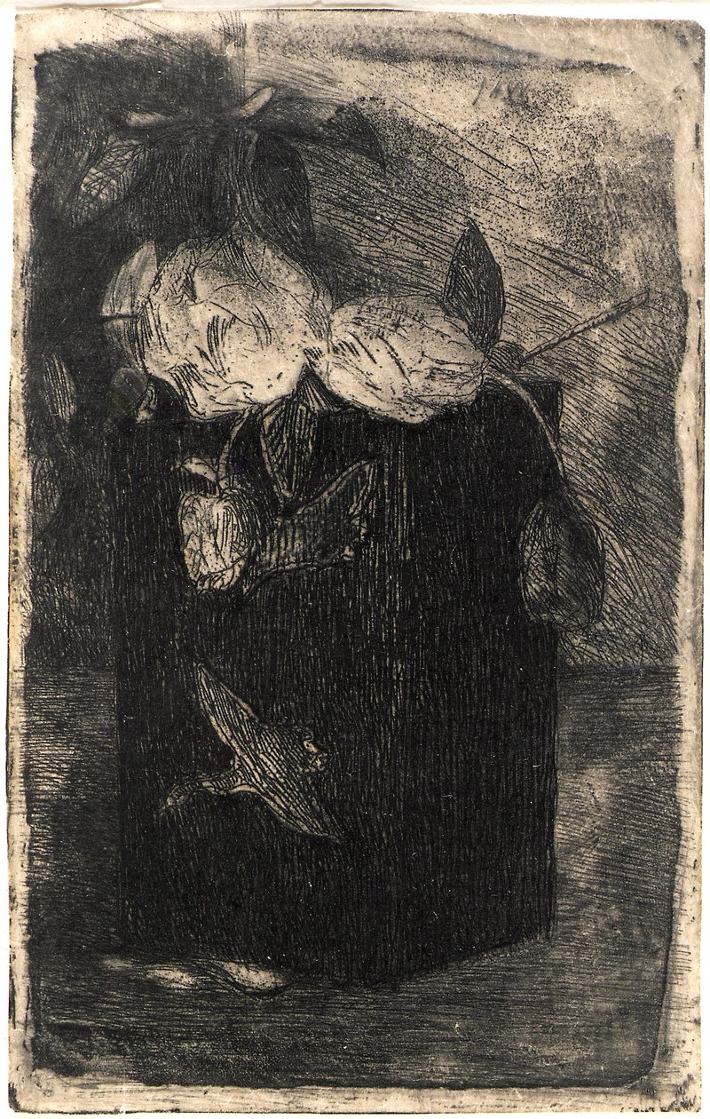 Blommor i en japansk burk av J. Alden Weir