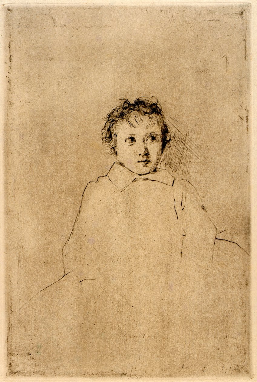 Skiss av ett barn av J. Alden Weir