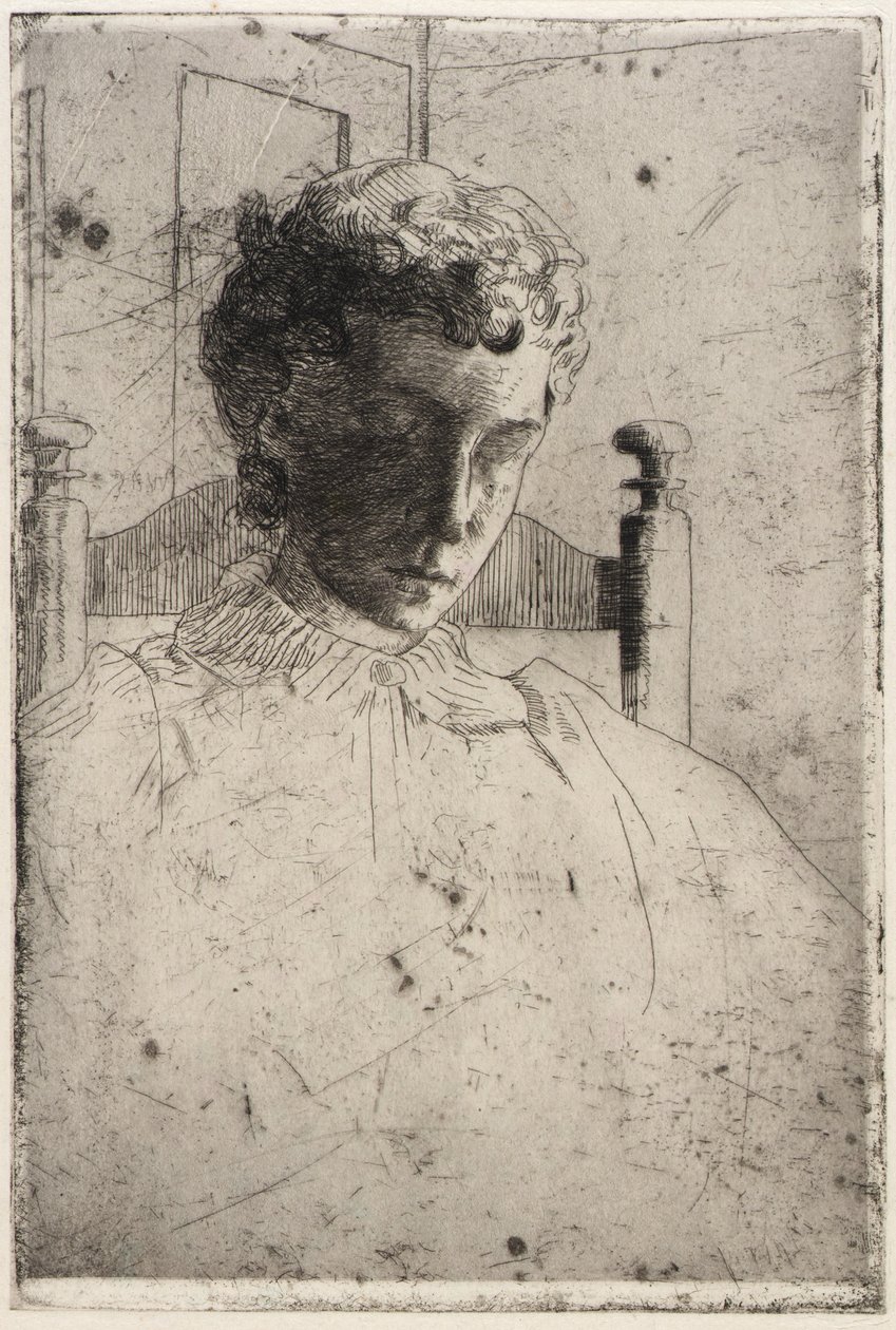 Kvinna som tittar ner av J. Alden Weir