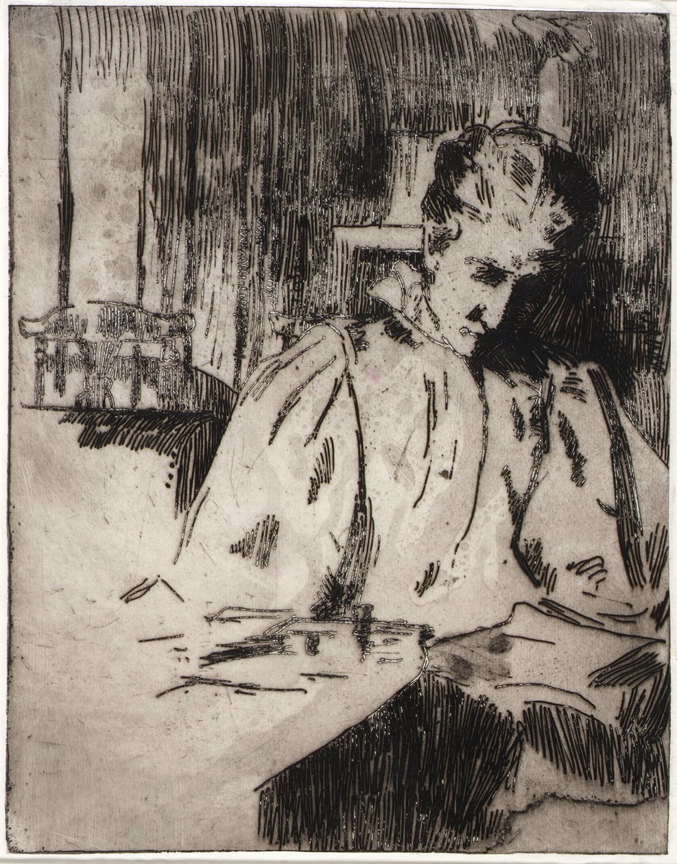 Kvinna som läser av J. Alden Weir
