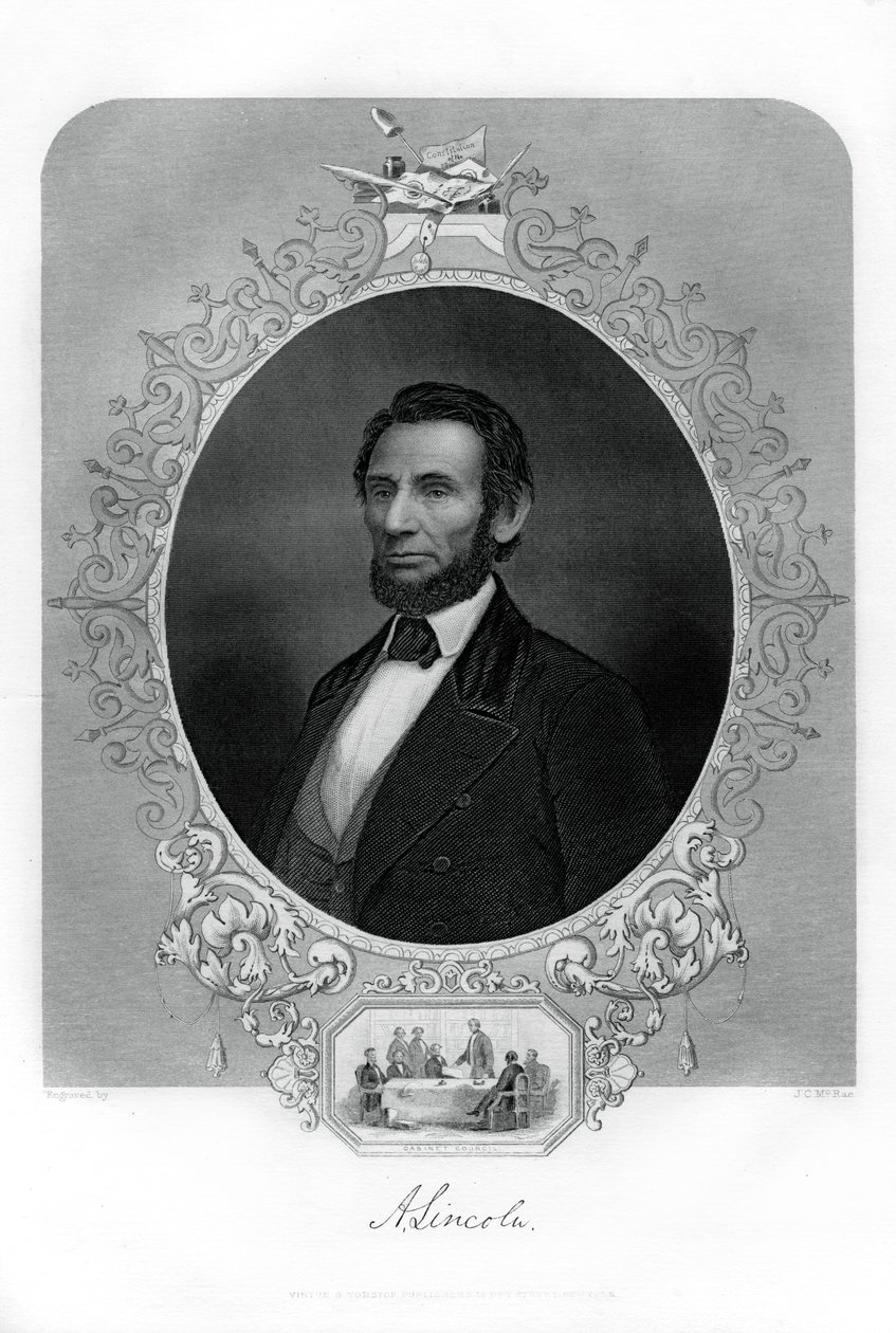 President Abraham Lincoln, amerikansk politiker, 1862-1867. av J. C. McRae