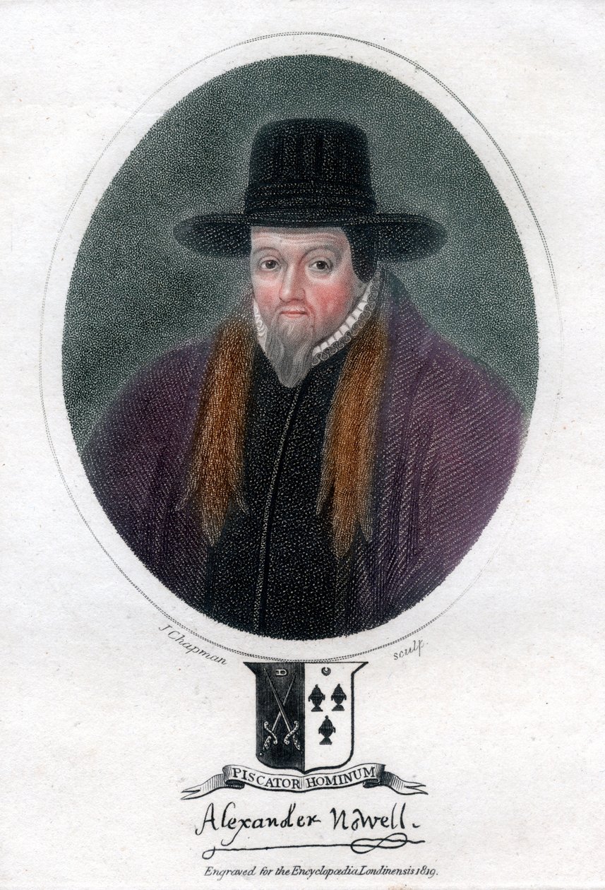 Alexander Nowell, engelsk präst och teolog, 1819. av J. Chapman