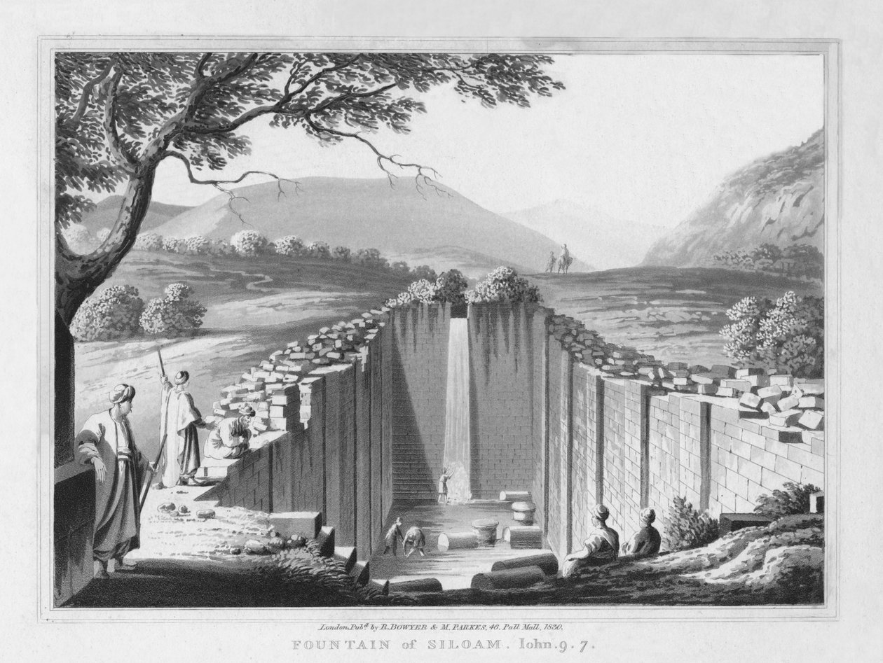 Siloams fontän. John. 9.7., 1830 av J. Clarke
