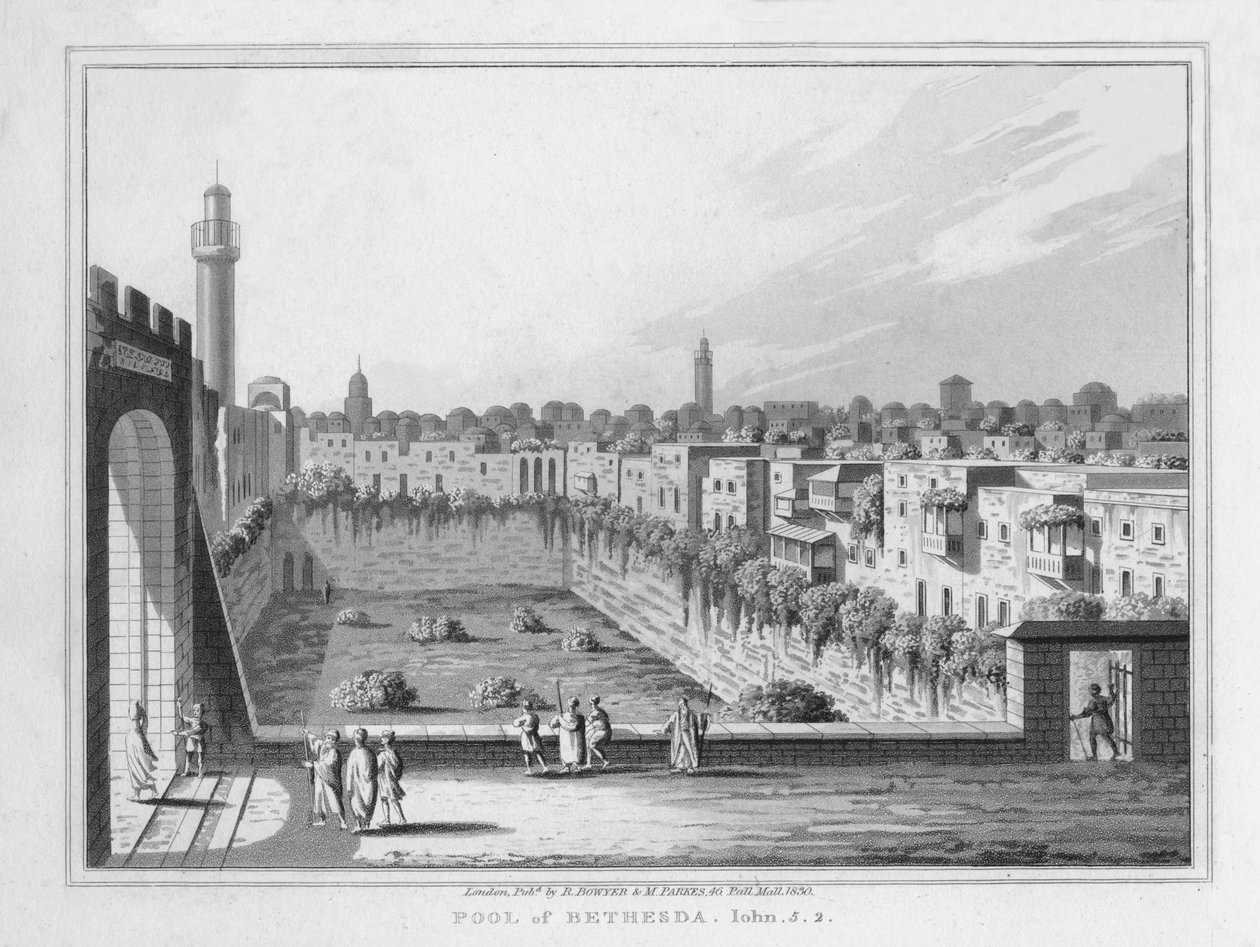 Poolen i Bethesda. John. 5. 2., 1830 av J. Clarke