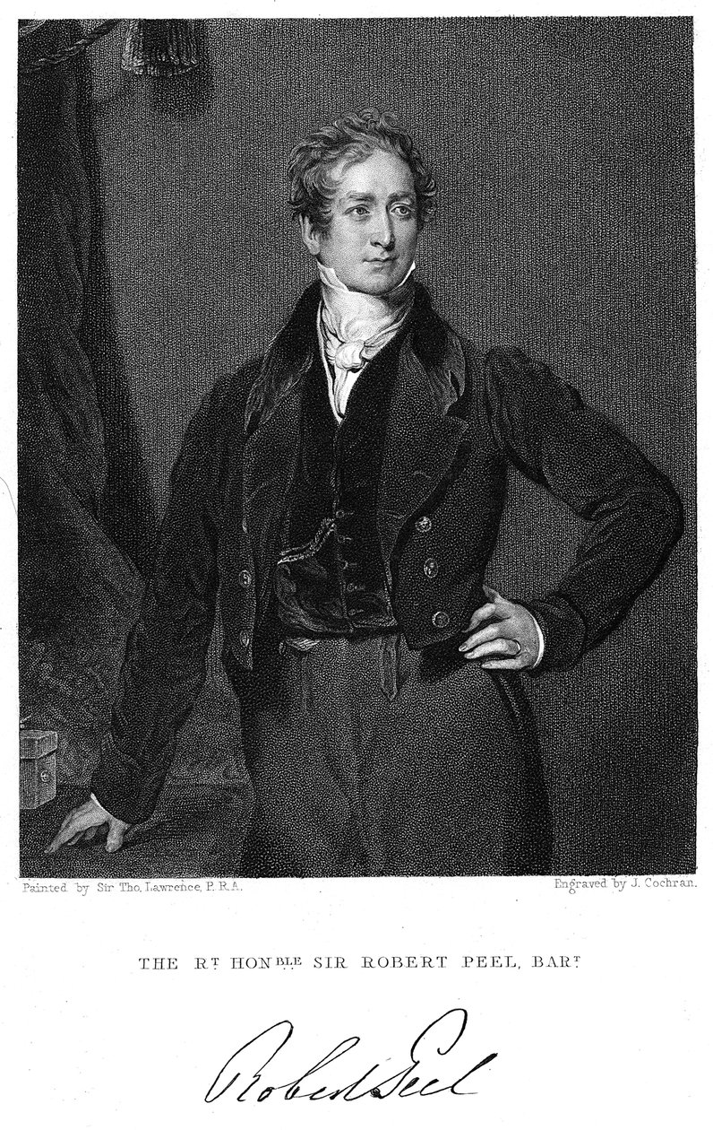 Robert Peel, brittisk statsman från 1800-talet av J. Cochran