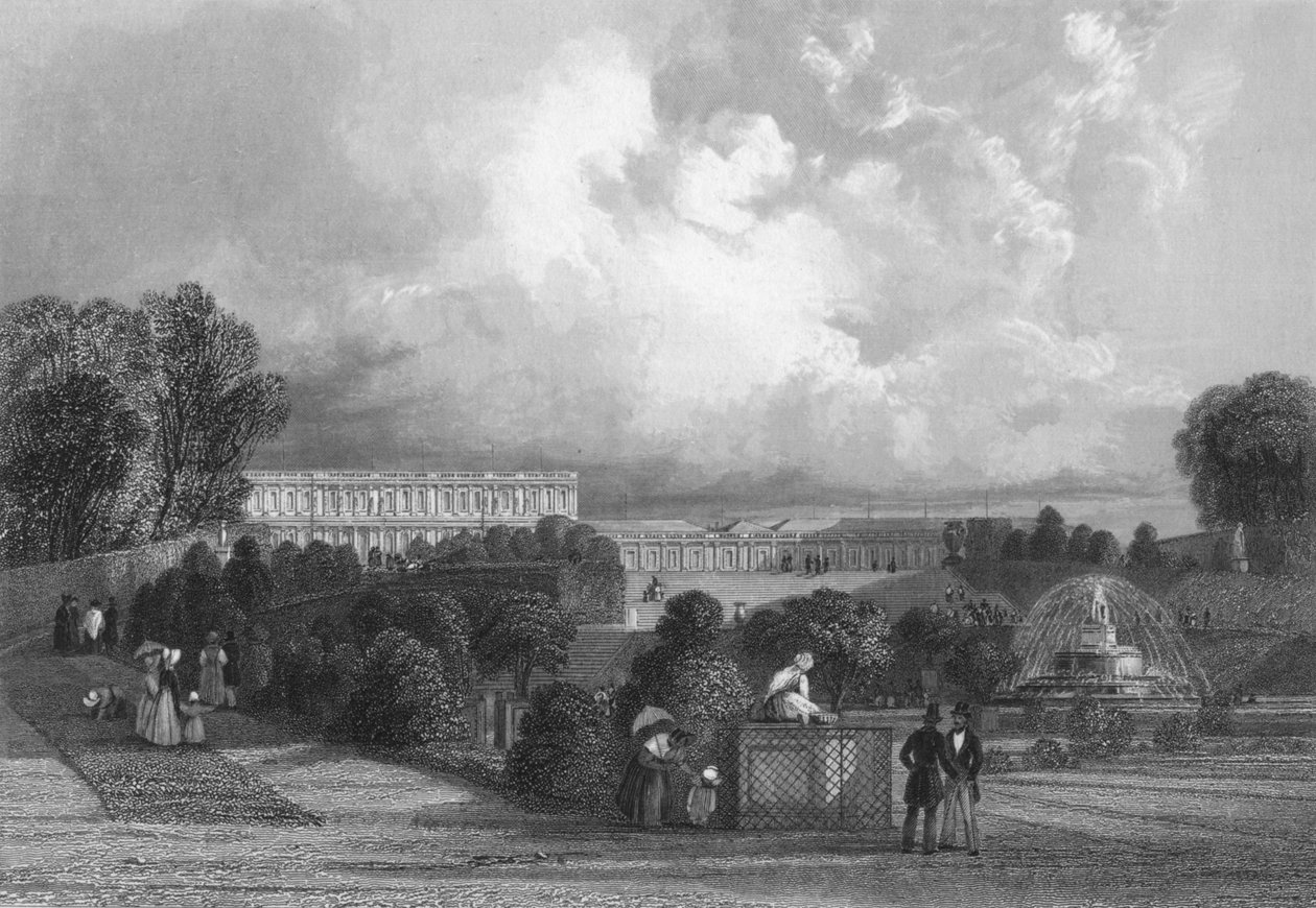 Trädgården i Versailles, 1839 av J. Davis