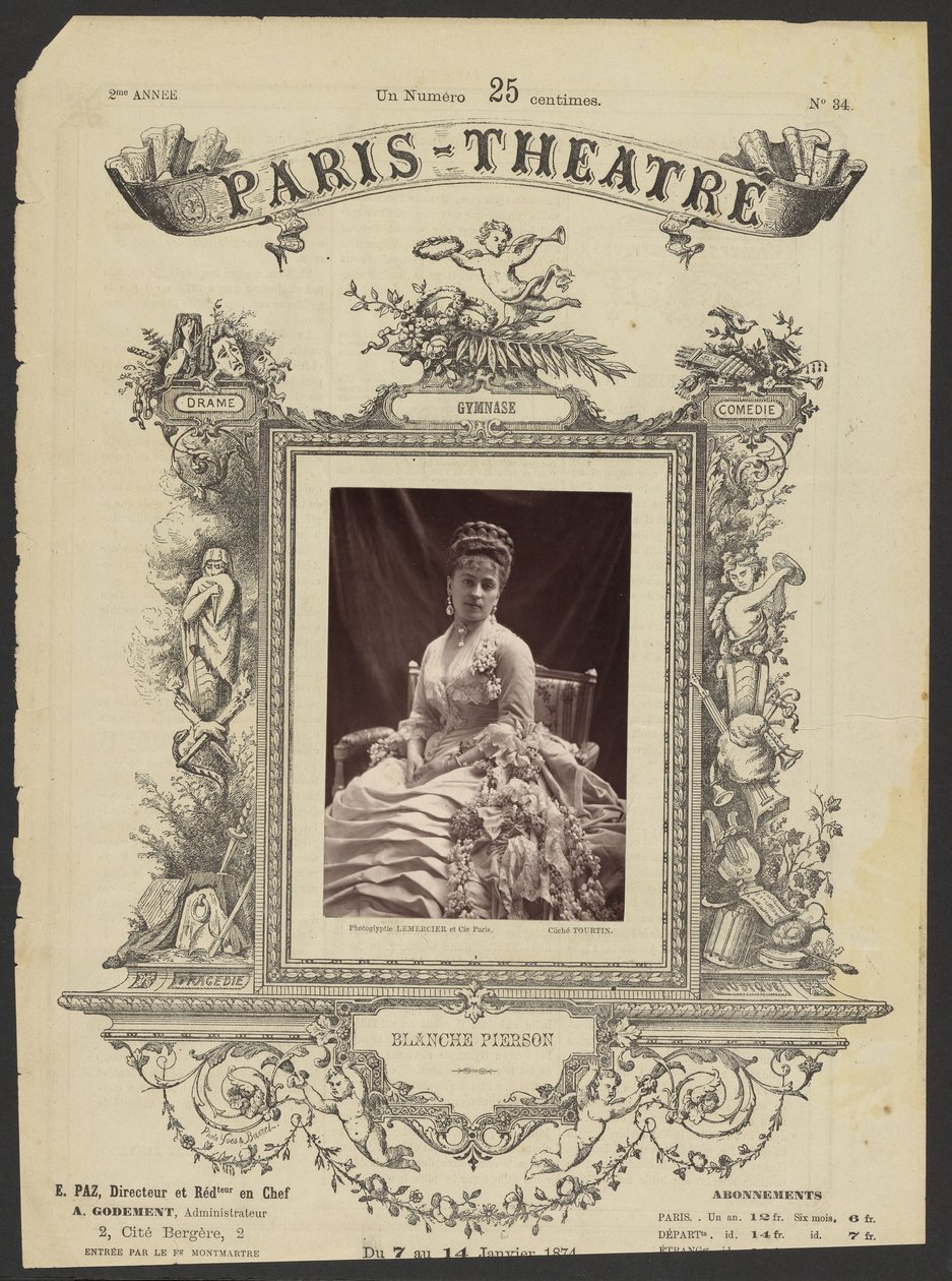 Paris Theatre: Blanche Pierson av J. Émile Tourtin