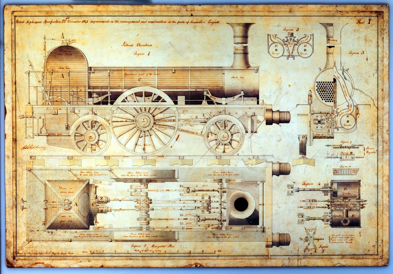 Stephensons lokomotiv "Long Boiler", 1841 av J. Farley