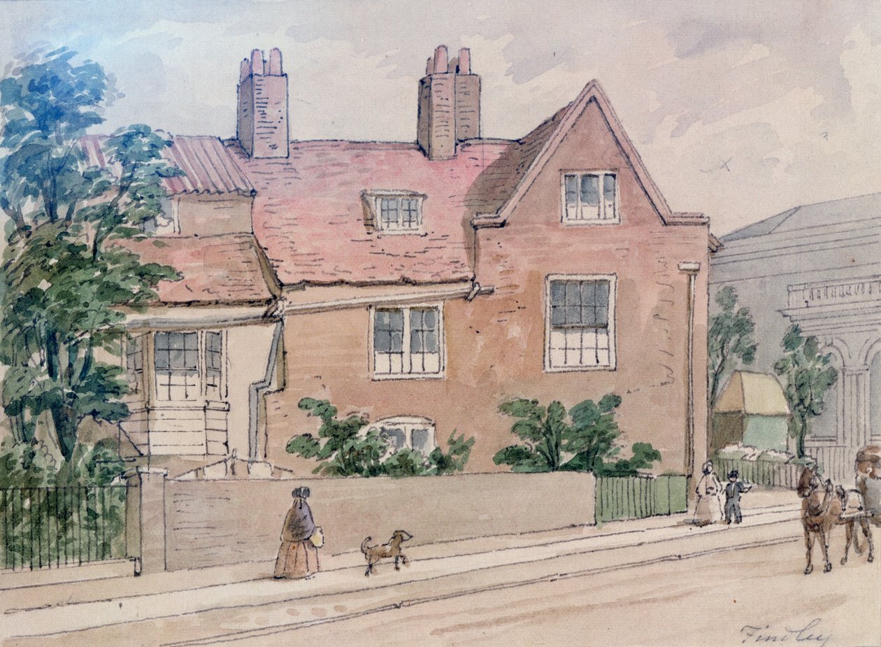 Gamle huse ved Kennington Green, 1855 swed av J. Findley