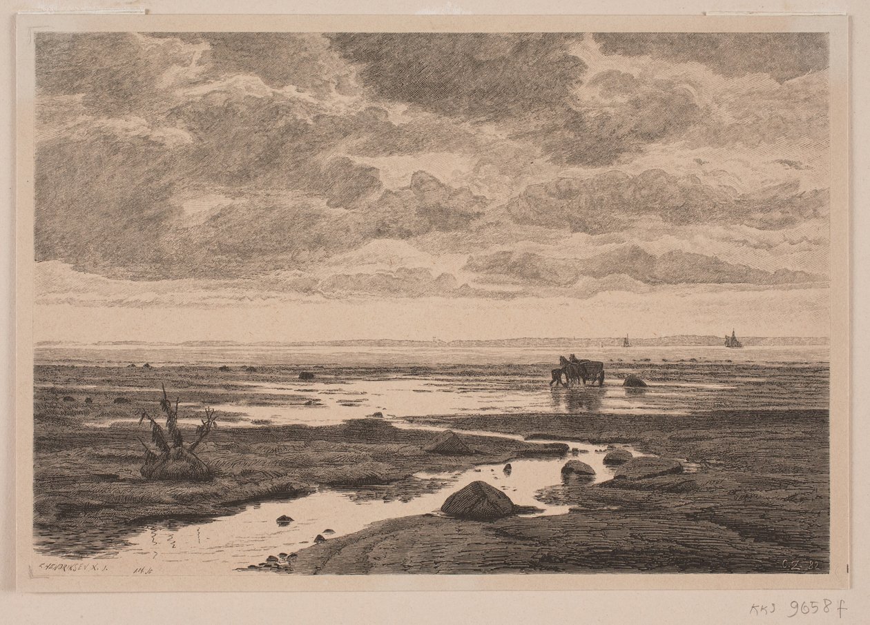 Utloppet av floden i stranden av J. Hildebrand