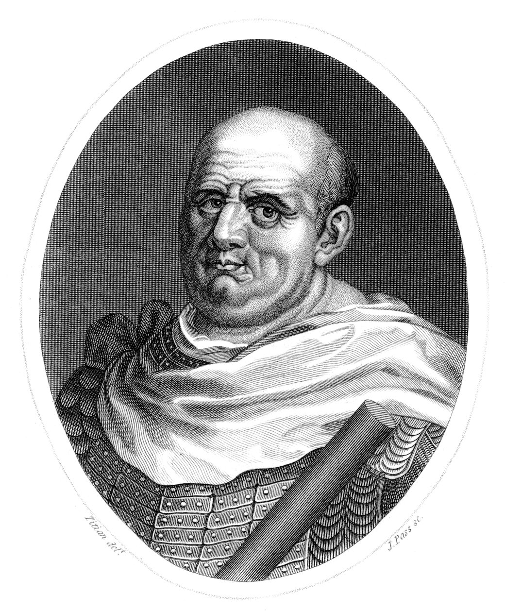 Vespasianus Caesar, romersk kejsare. av J. Pass