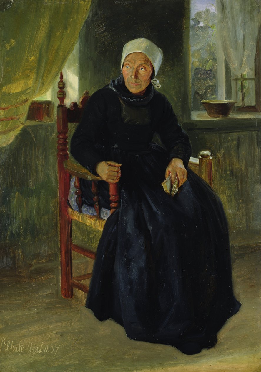 En kvinna från Blankenese, 1837 (olja på papper på kort) av Jacob Gensler