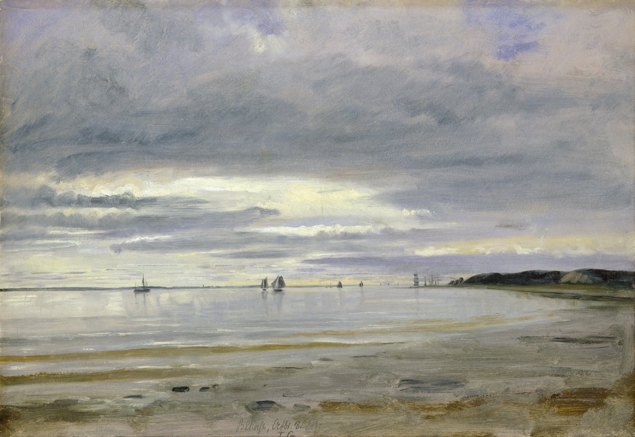 The Beach at Blankenese, 8 oktober 1842 (olja på papper ombord) av Jacob Gensler