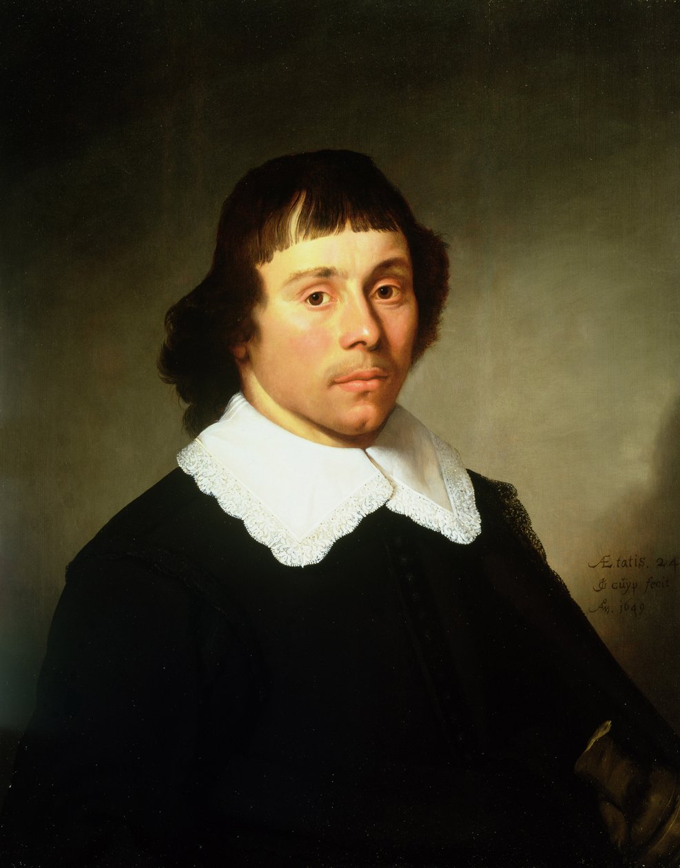 Porträtt av en ung man i svart dräkt med vit spetskrage av Jacob Gerritsz Cuyp