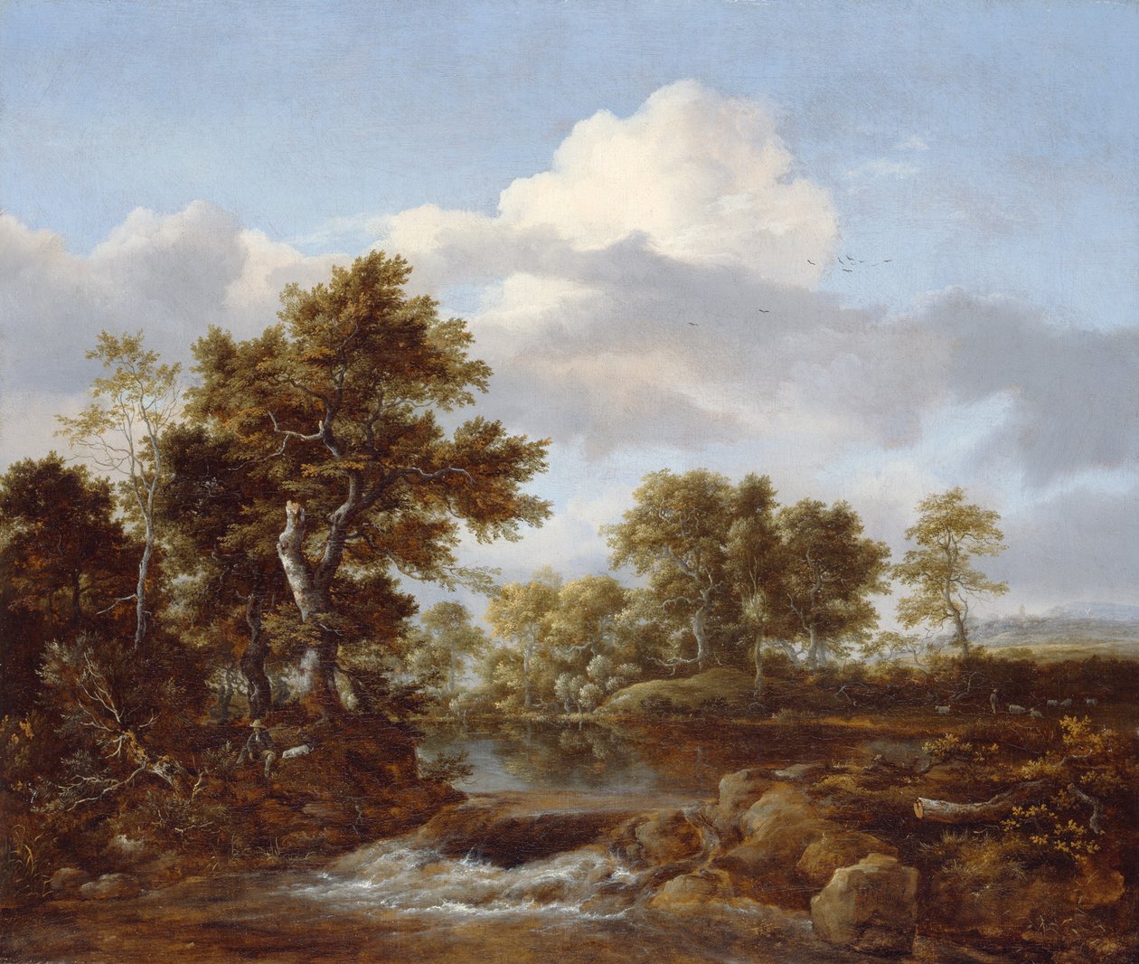 Trädbevuxet landskap med en bäck, c.1665-68 av Jacob van Ruisdael