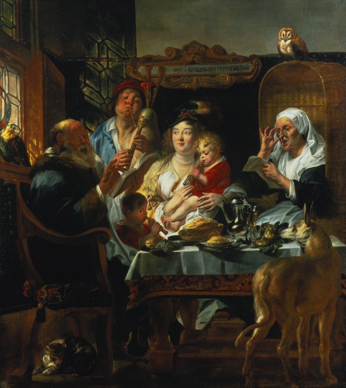 Som den gamla sjunger, den unga pipan av Jacob Jordaens