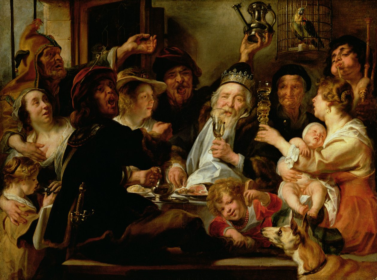 Bönkungen (Kungen dricker), c.1638 av Jacob Jordaens