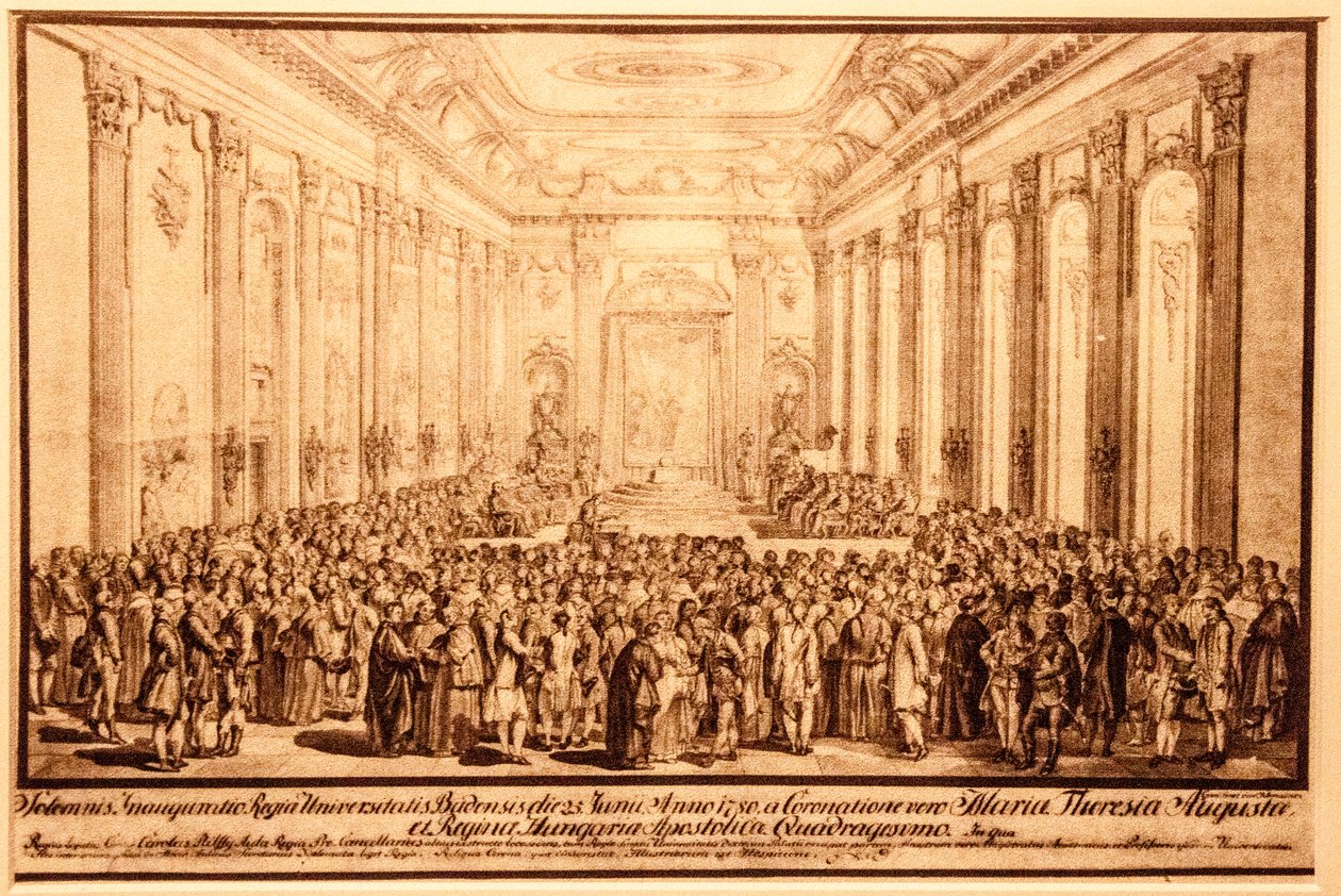 Universitetsöppningsceremoni i statsrummet i Budapalatset, 25 juni 1780 av Jacob Mathias Schmutzer