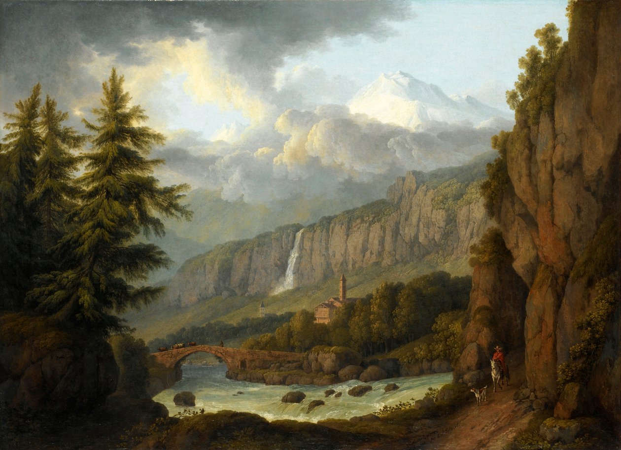 Utsikt över Giornico från St. Gotthard-passet av Jacob Philipp Hackert