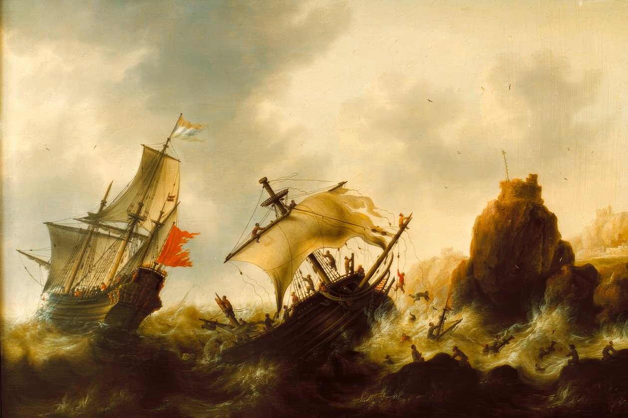 Skeppsbrott i en storm av Jacob Adriaensz Bellevois