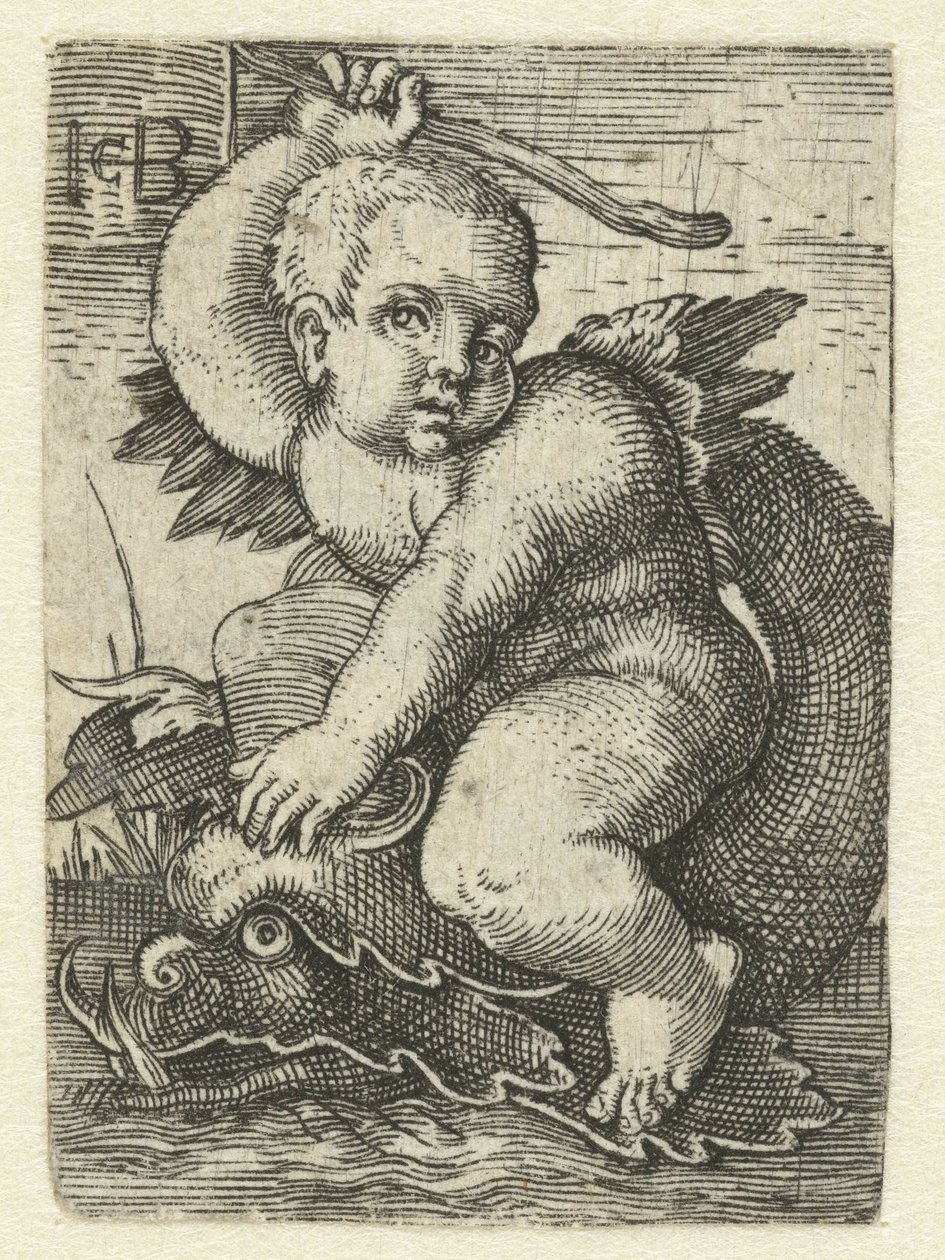 Putto på delfin av Jacob Binck