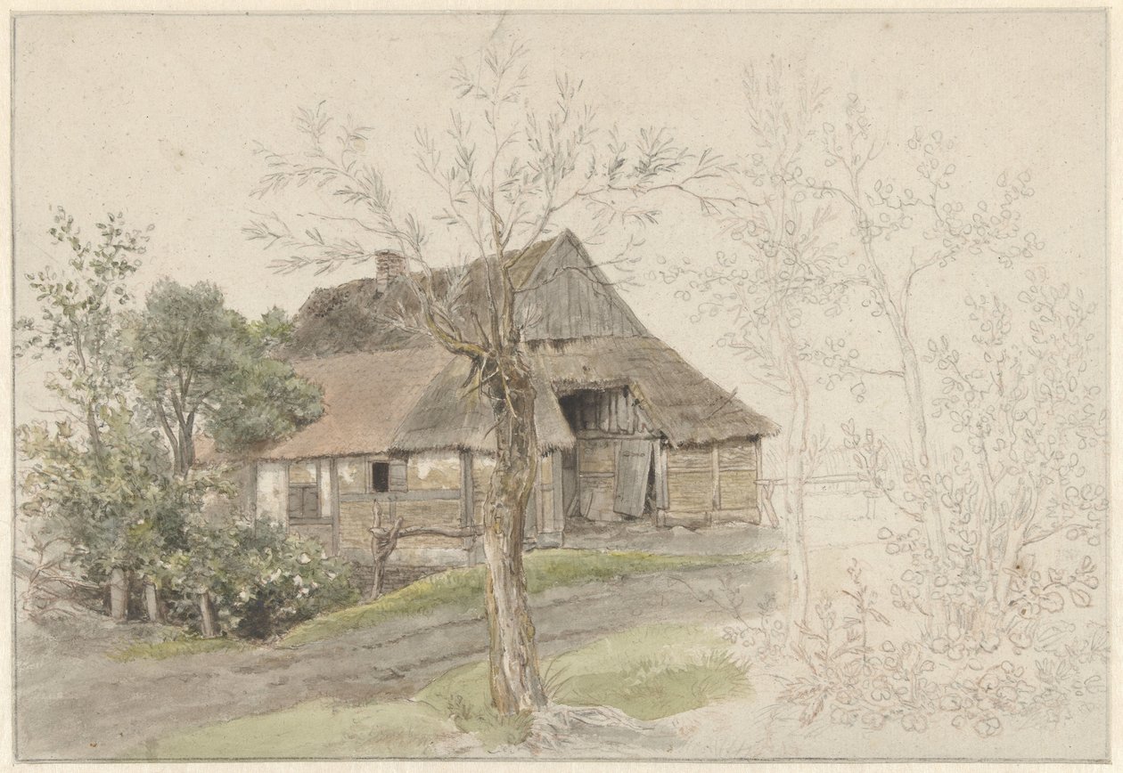 Bondgård med träd i Delden av Jacob Ernst Marcus