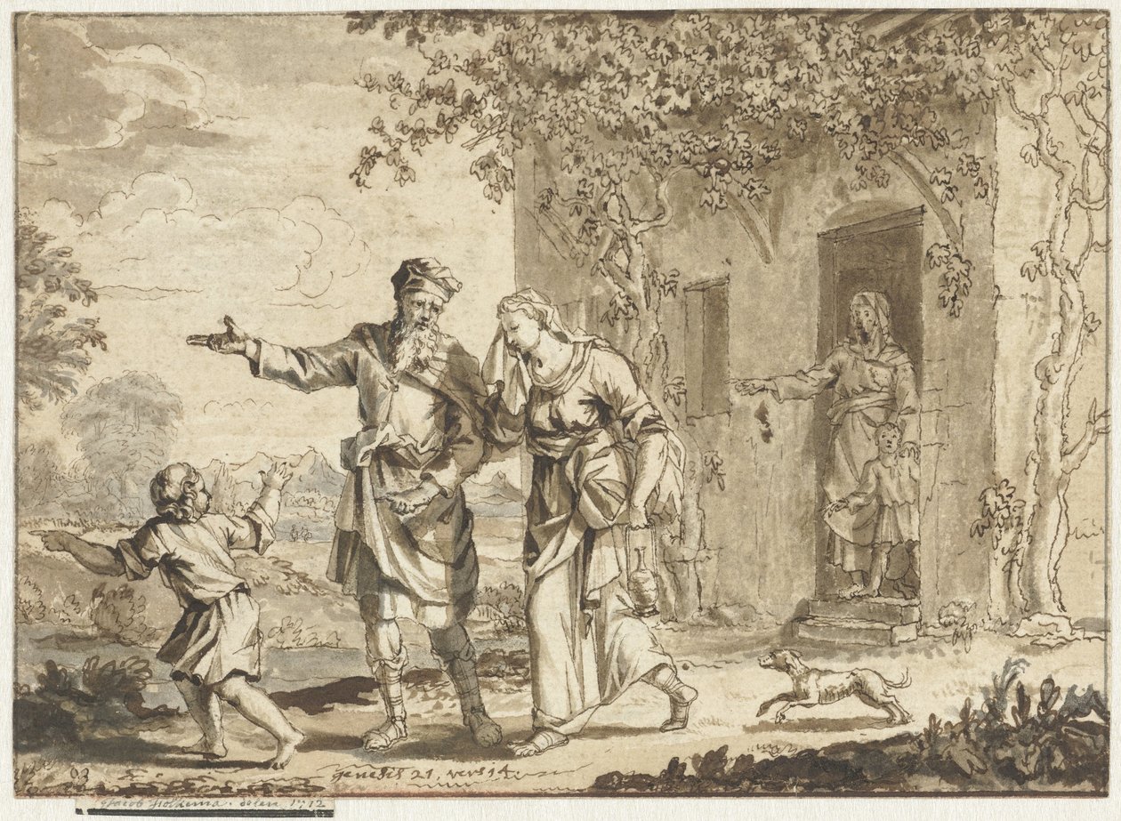 Abraham driver ut Hagar och Ismael av Jacob Folkema