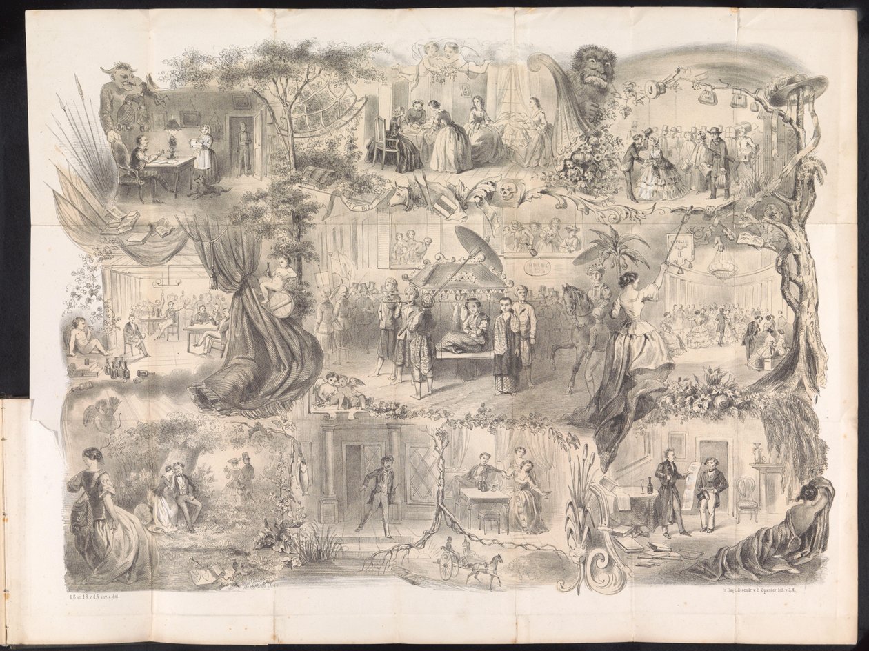 Tecknad i Delft studentalmanacka, 1858 av Jacob Gosschalk