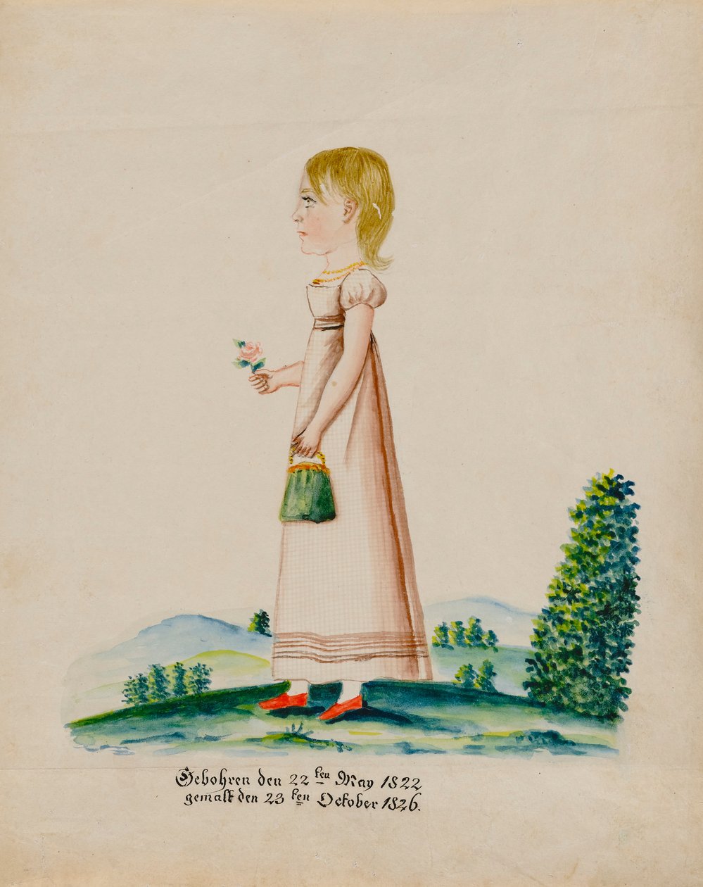 Porträtt av Sarah Musser, 1826. av Jacob Maentel