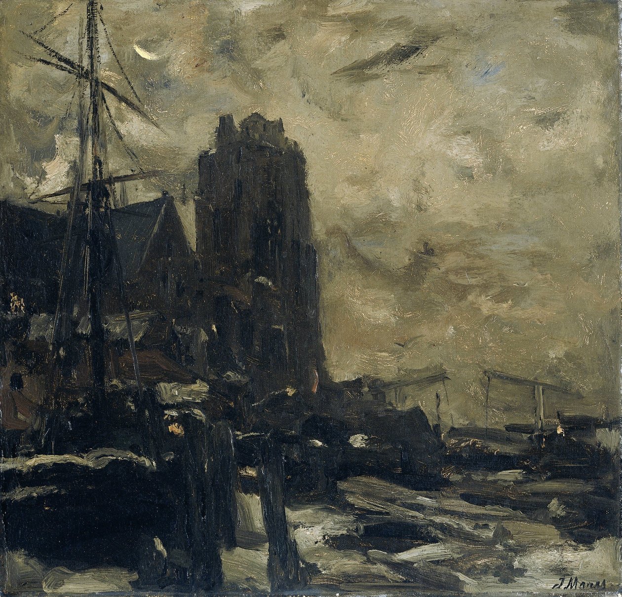 Dordrecht på natten av Jacob Maris