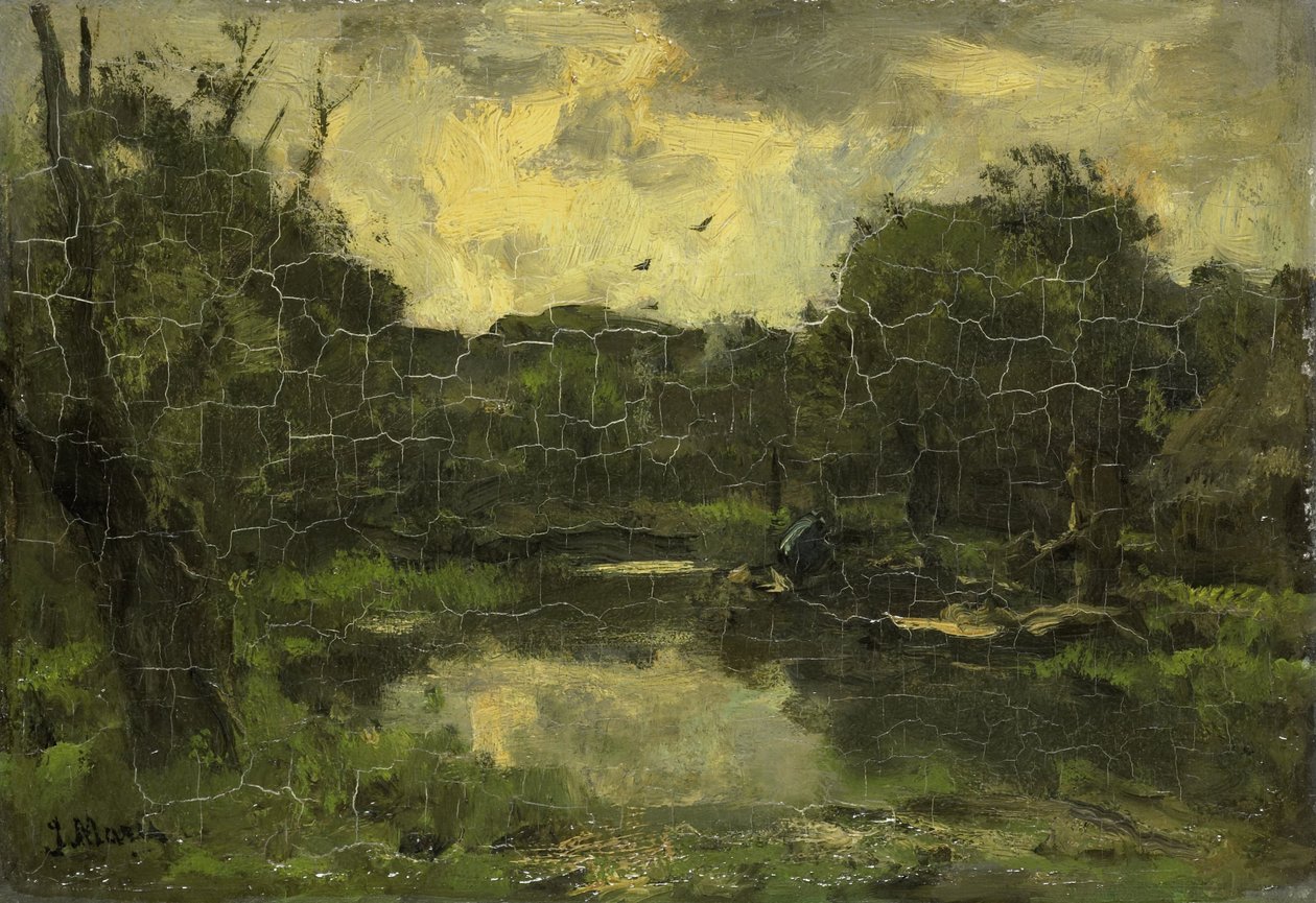 Landskap med pråm av Jacob Maris
