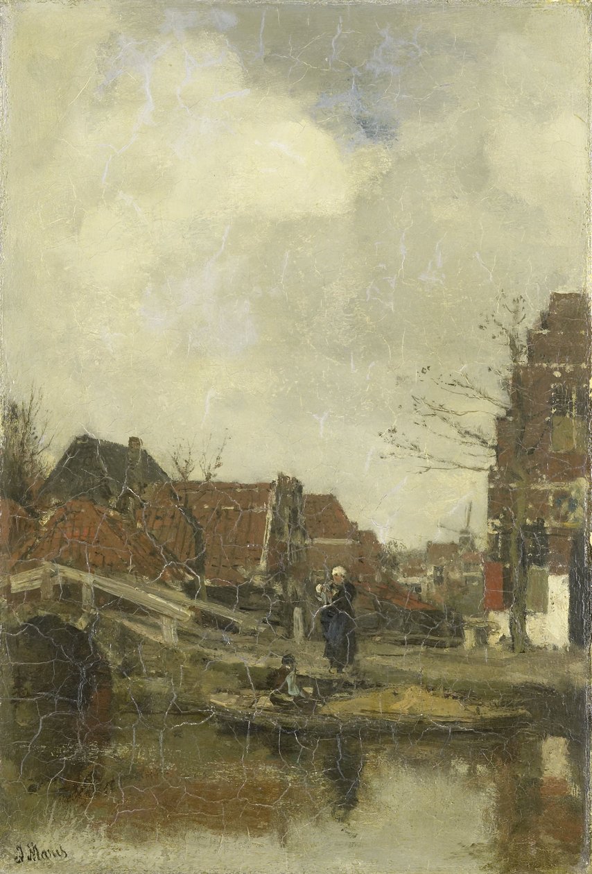 Gammal stadsdel vid vattnet av Jacob Maris
