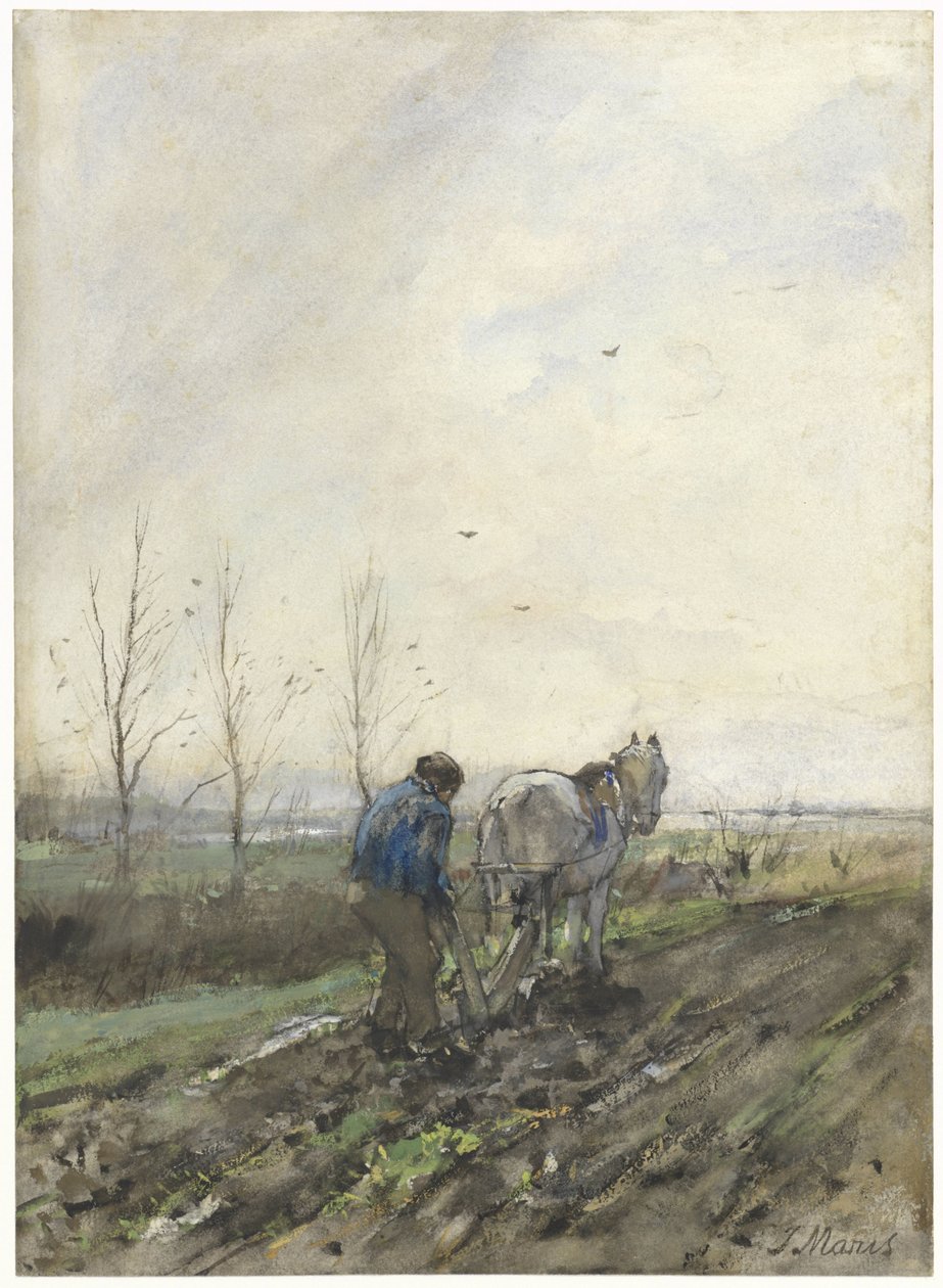 Plöjande bonde av Jacob Maris